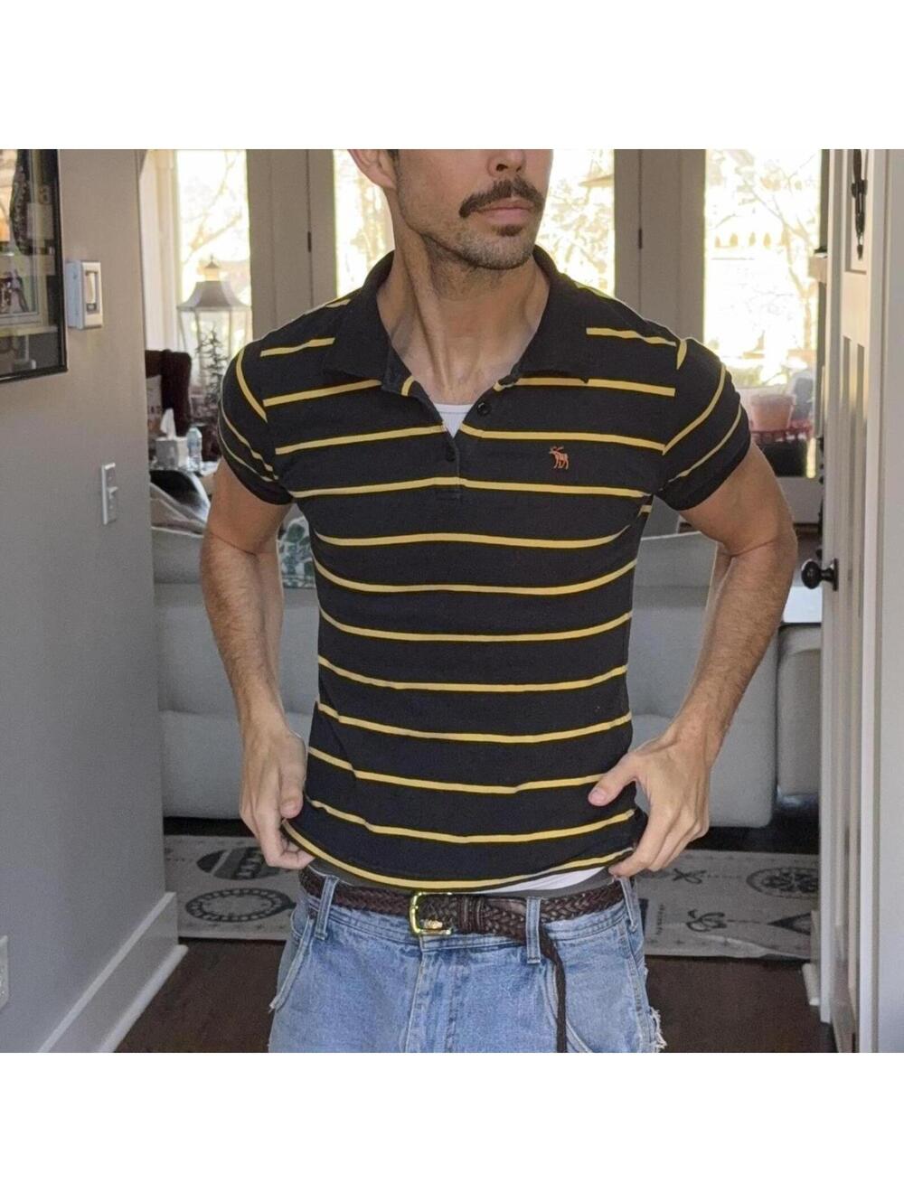 🦌 Vintage Abercrombie & Fitch Striped Polo — Women’s XL
